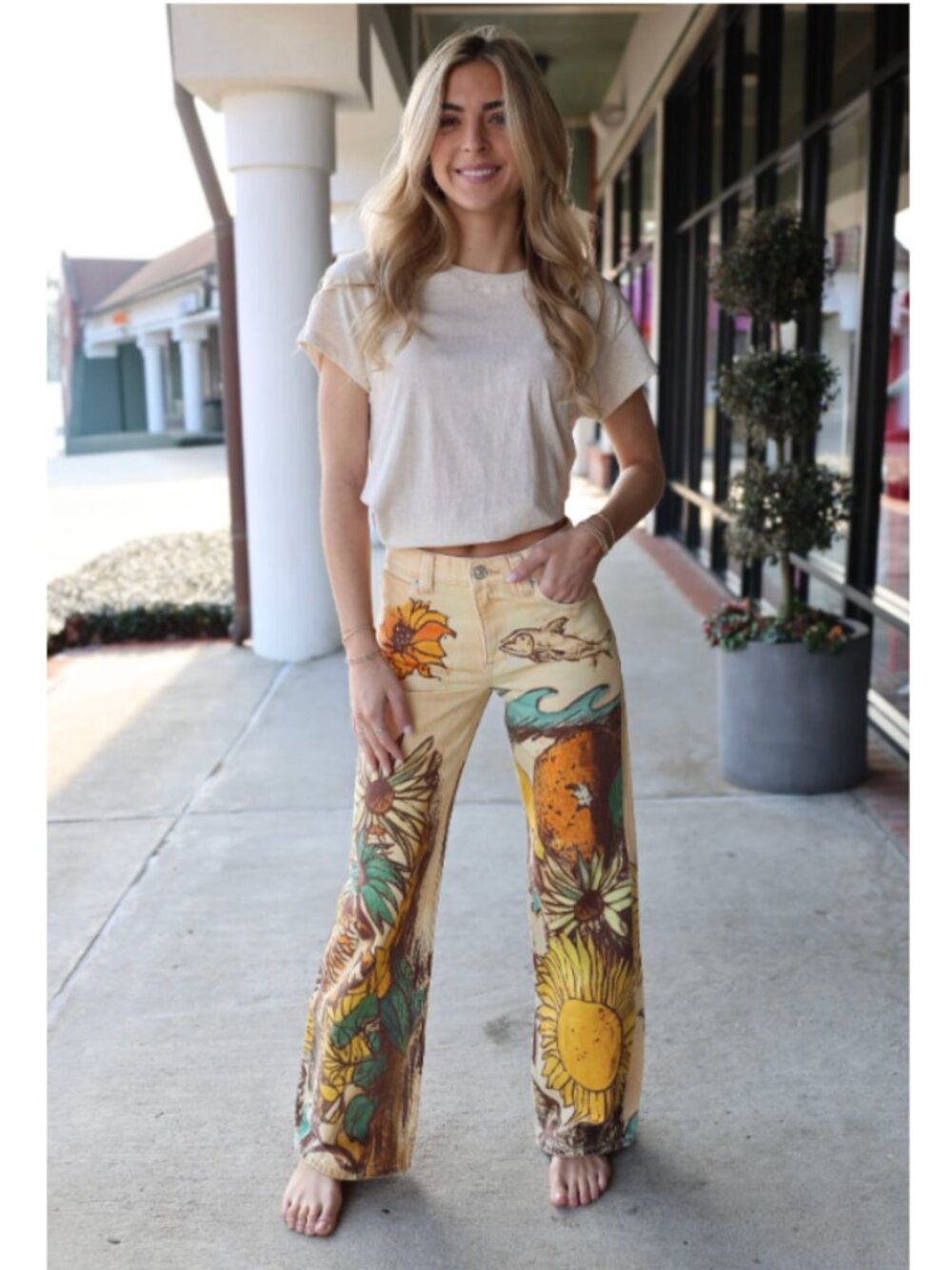 Free People We The Free Tinsley Jeans in Beach Scene NWT